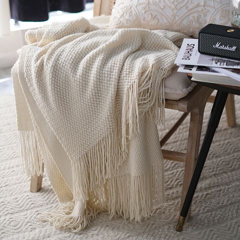 秋冬加厚针织盖毯毛毯休闲沙发毯毛线毯北欧纯色一件代发工厂现货